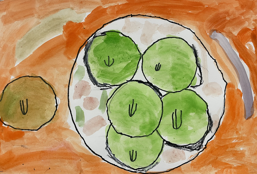 Apples on a plates based on Henri Matisse